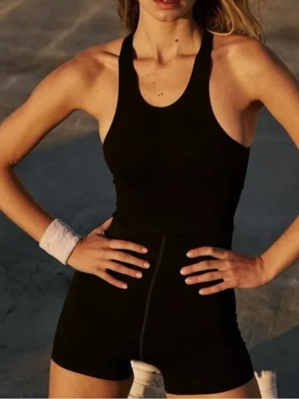 Free People Movement Every Single Time Runsie Romper Black Medium / Large